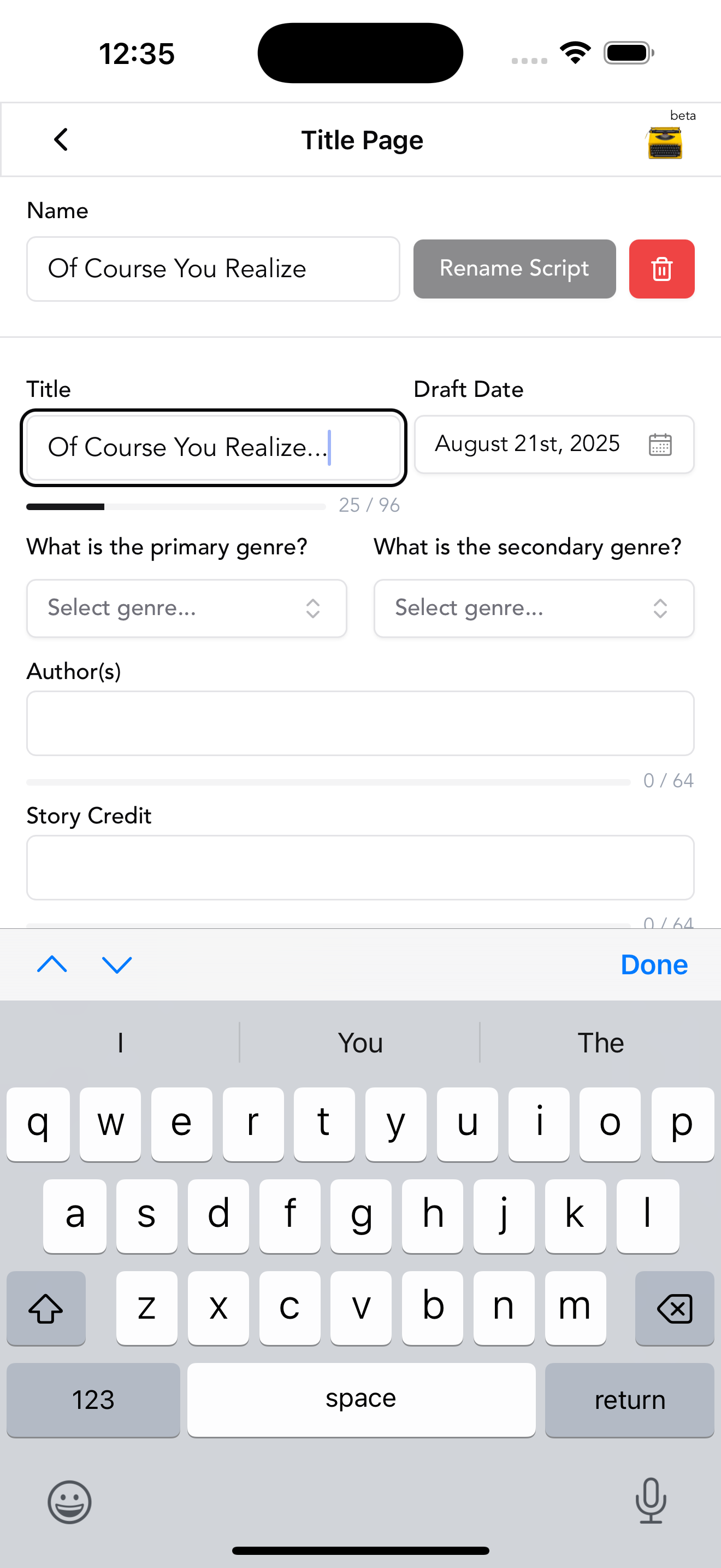 Writing a Screenplay on a Phone