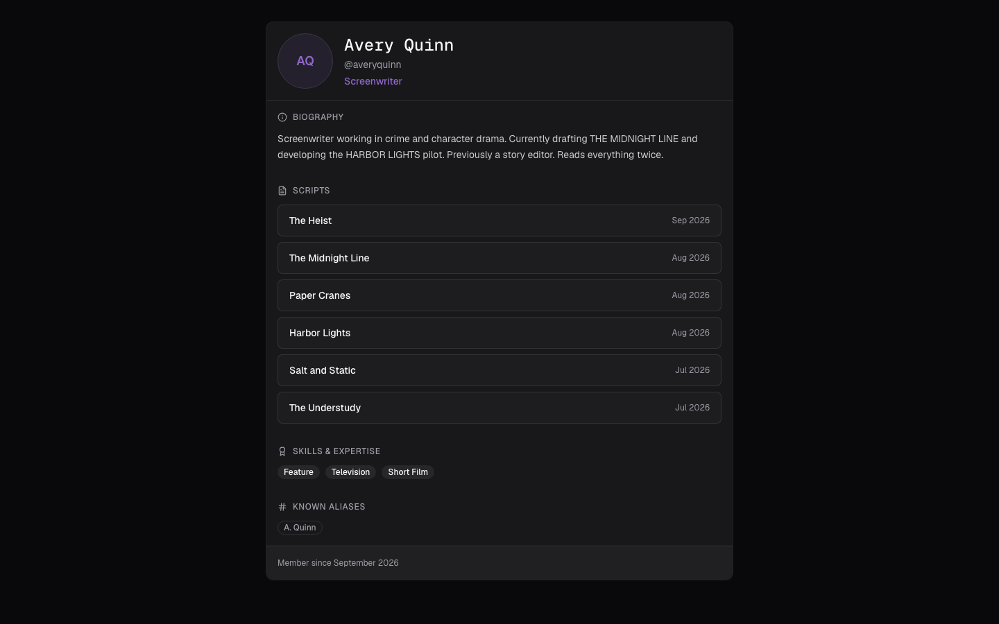 Writer Profile